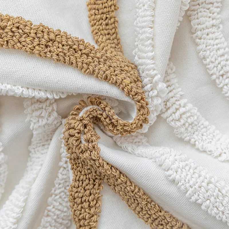 New Geometric Embroidered Case CottonTufted Fringed Cushion Cover 4545/3050cm Decorative Home Cover for SofaM251119