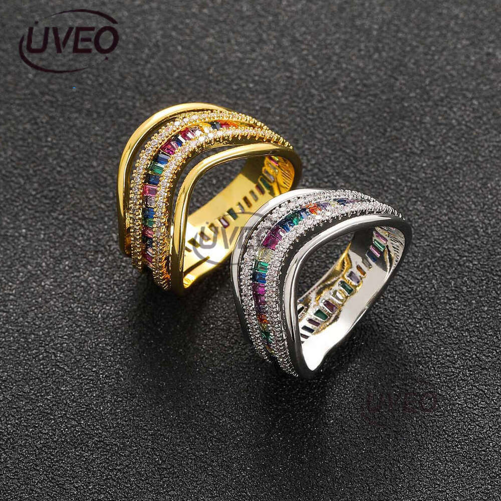 Luxury designer Hip Hop Men Women Irregular personality trend Ice out VVS Moissanite Real Gold plated color full diamond Hip Hop ring