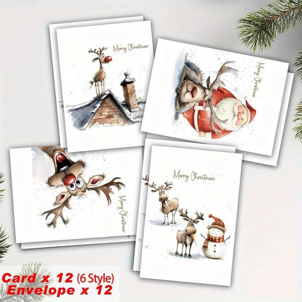 24Pcs WhimsyWorks Christmas Greeting Cards with Envelopes Festive Designs Blank Inside for Office Parties Family Friends G251119