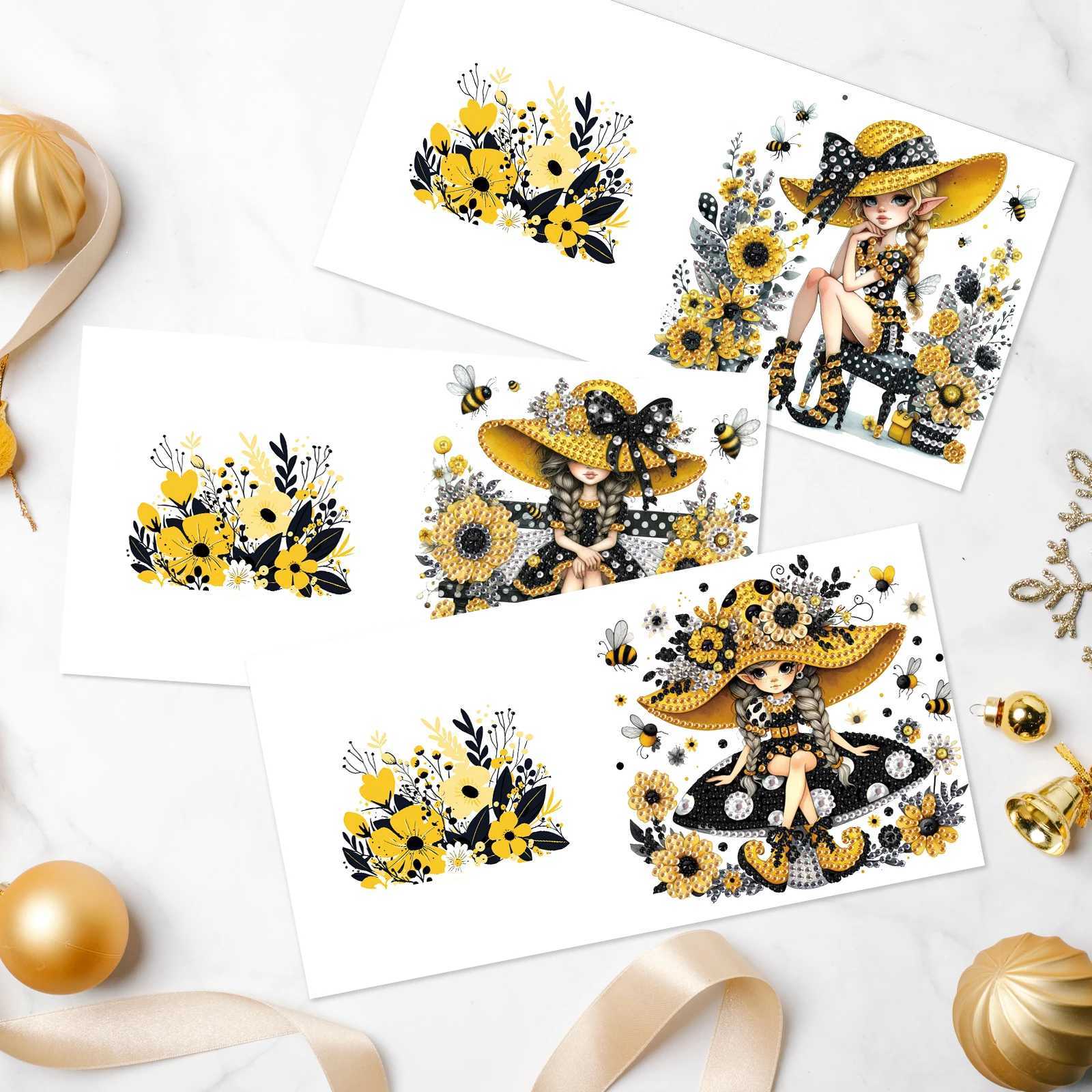 6Pcs Diamond Art Painting Greeting Cards KitsDIY Yellow Theme Handmade Festival Greeting Diamond Art Birthday Creative Cards Gi G251119