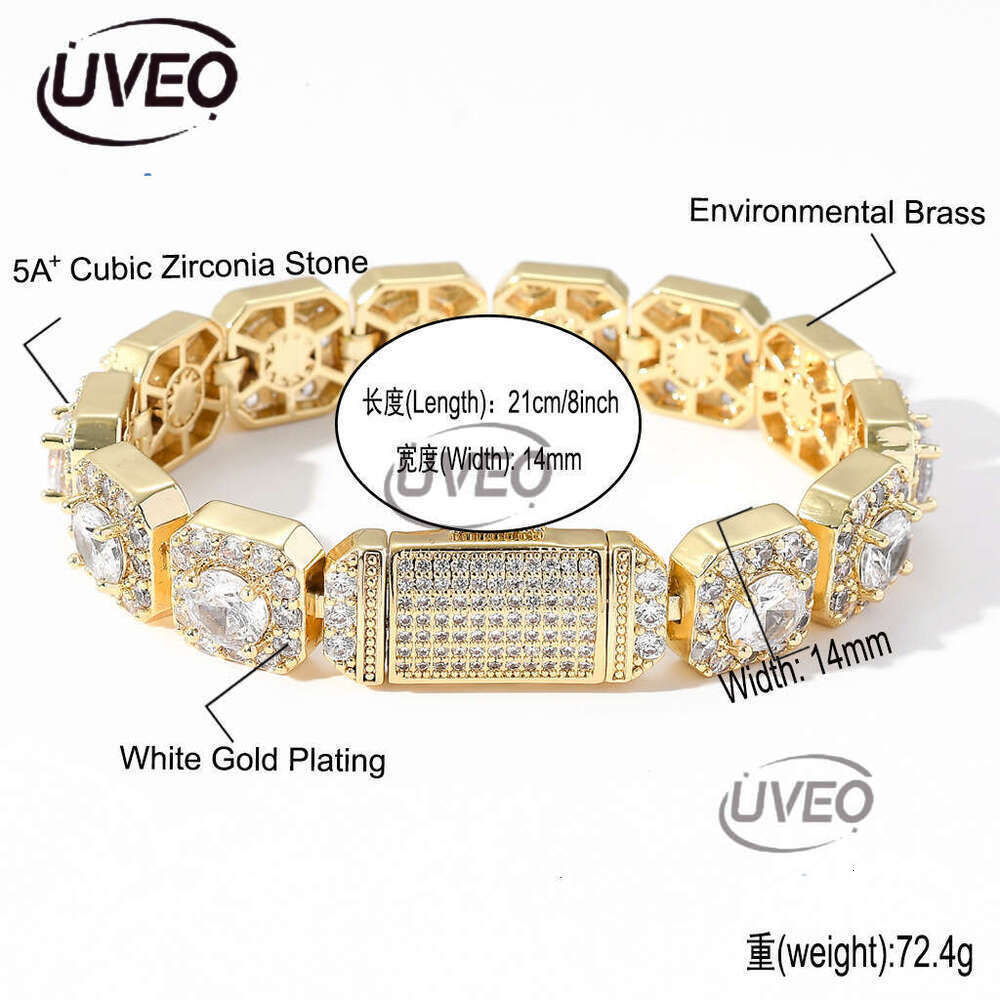 Designer luxury 13mm flip cap buckle rock sugar Ice out VVS Moissamite bracelet for men and women Free delivery