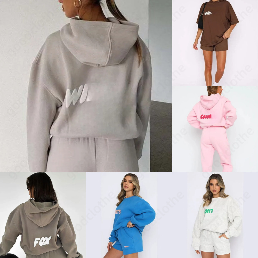 White Foxliness Designer white foxness Women Tracksuits Two Pieces Set New Summer Autumn Hoodie Whitefoxsweatshirtly Fashion Sporty Short Sleeve 262