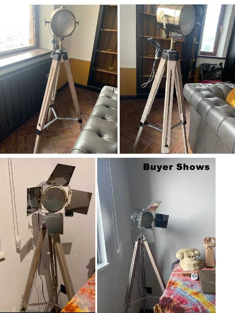 American Vintage Wood Floor Lamps Loft Wooden Industrial Bar Hotel Study Studio Retro Tripod Standing Lights Home Decor M251119