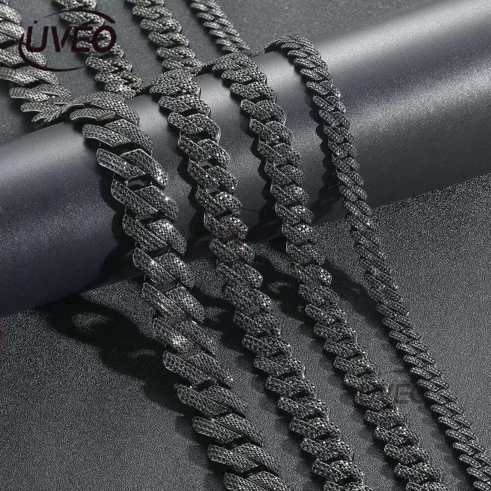 Hip Hop Rapper Mossanite Necklace Jewelry Vvs Sterg Sier 20mm Black Dia Moissanite Cuban k Chain