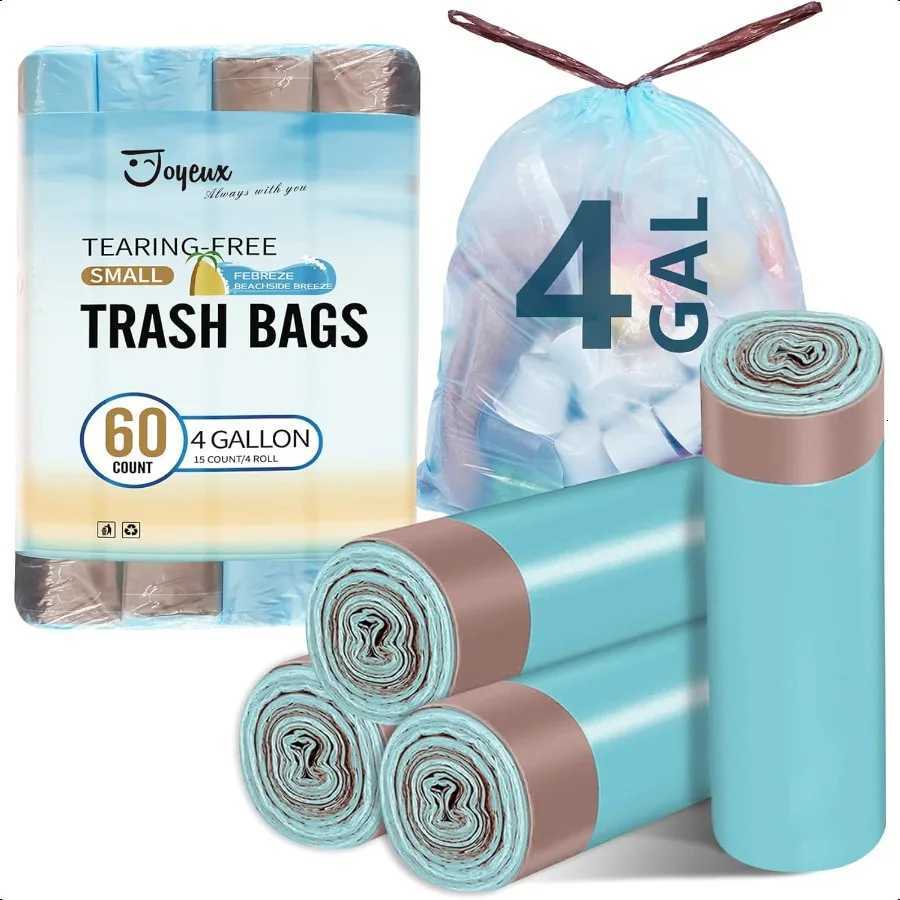 4 Gallon Small Trash Bags NoTearing Drawstring Garbage Bags for Bathroom Kitchen Beachside Breeze Scent 60 Count C251119