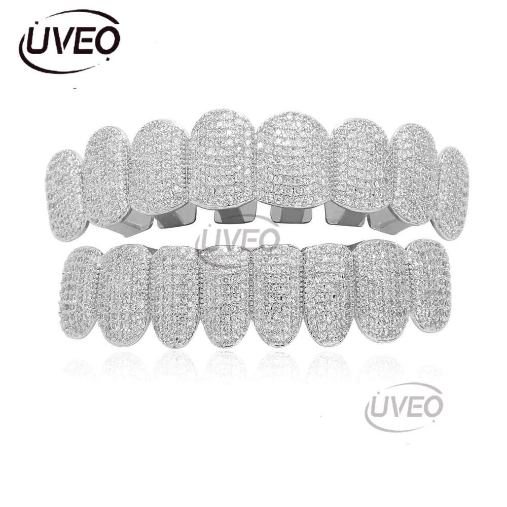 new micro inlaid eight sterling silver ice out VVS Moissanite gold braces Grill Cool men's hip hop Free delivery