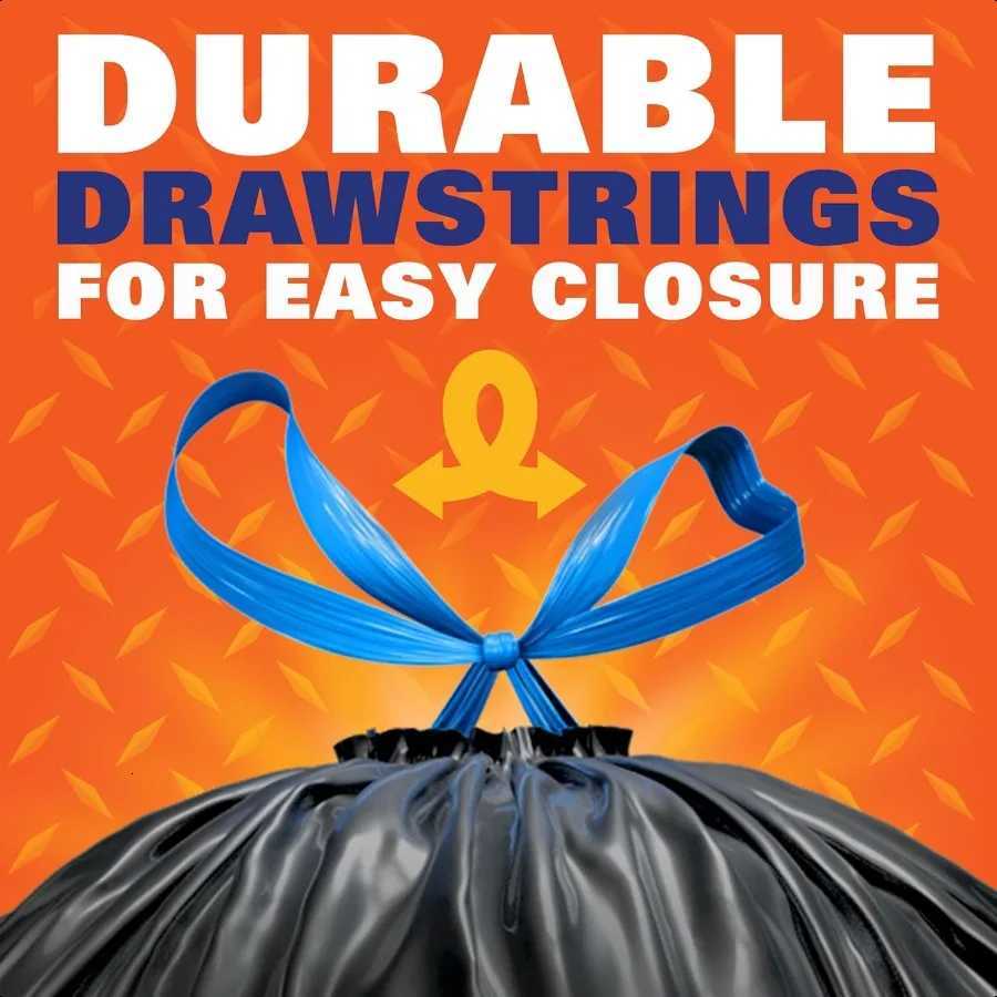 Strong 30 Gallon Trash Bags Large Trash Bags 30 Gallon Size Durable Drawstring Enclosure Resists Punctures Leaks and Tears Blac C251119