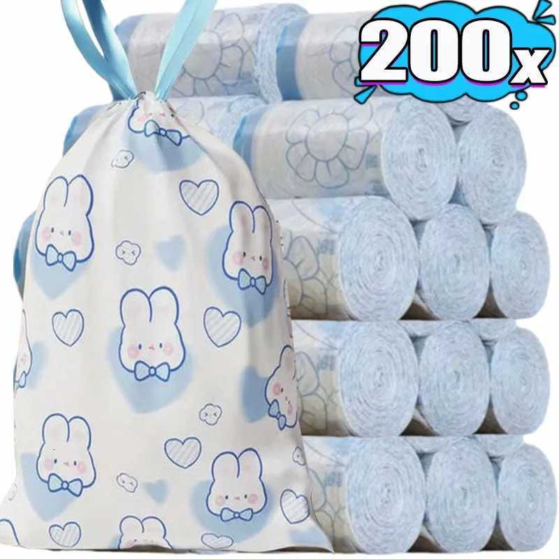 Drawstring Garbage Bag Large Capacity Handheld Trash Bags Disposable Waste Bags for Kitchen Dormitory Thickened Garbage Pouches C251119