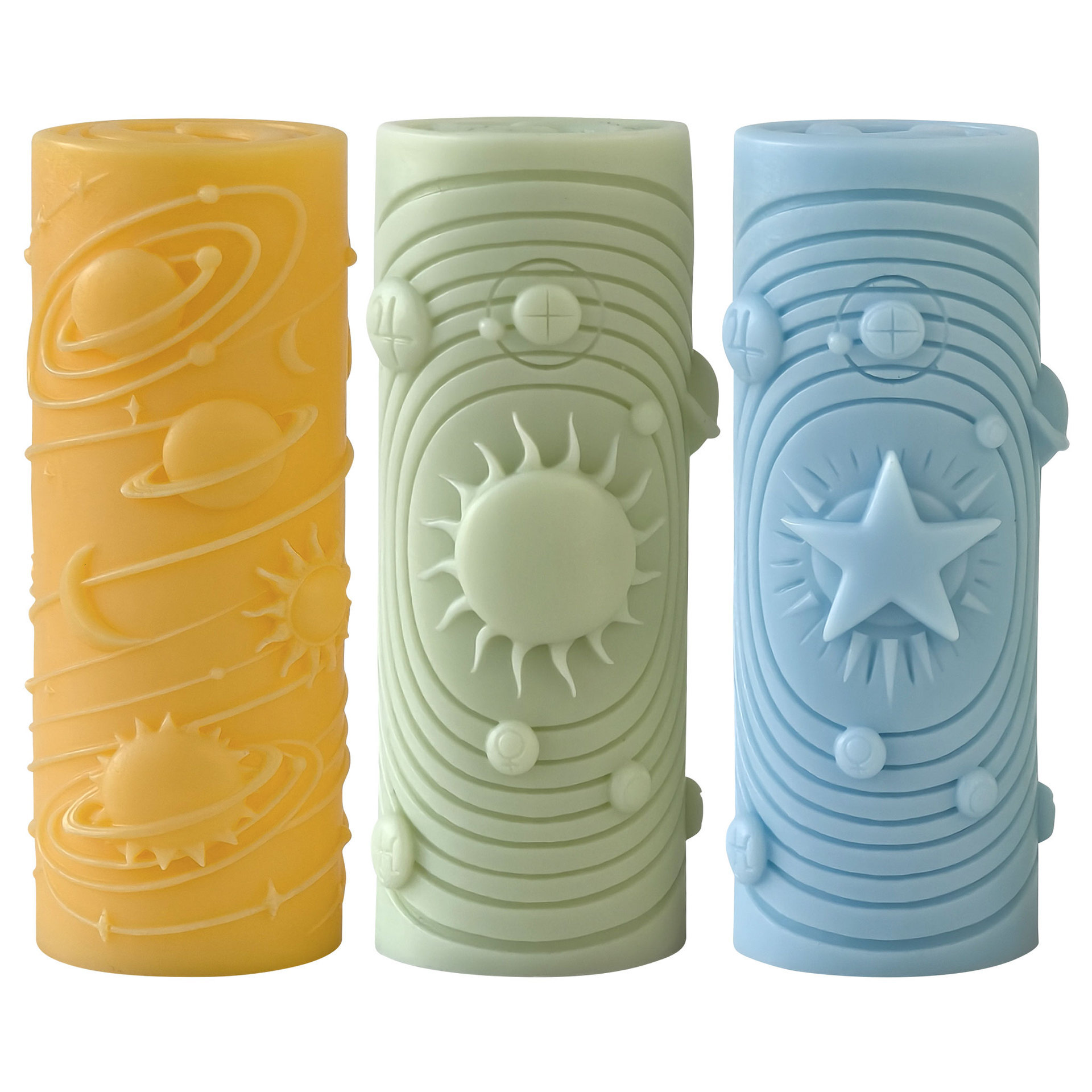 Silicone Mold for Patterned Cylindrical Aromatherapy Candles Star Relief Column Handmade Candle Mold