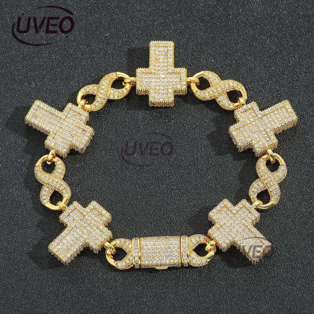 Luxury Hip hop bracelet Cross figure-eight Cuban chain Ice out VVS Moissanite men's and women's bracelets Free delivery