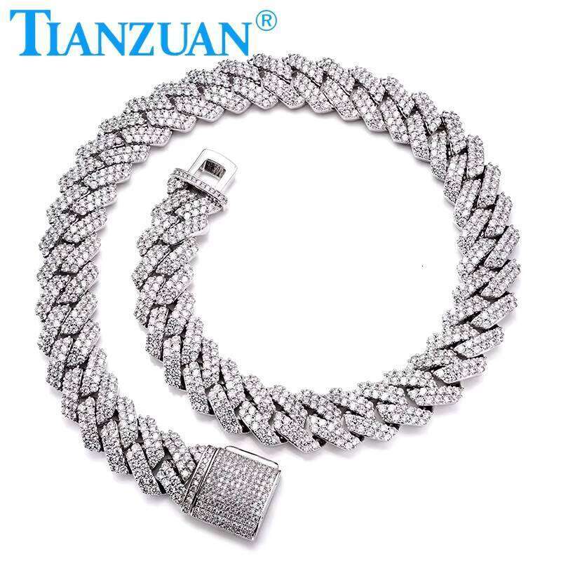 Necklace S Sier 8-20mm Two Rows Cuban Iced Out Hip Hop White Diaspore Chain Jewelry for Men and Women Gift 2f