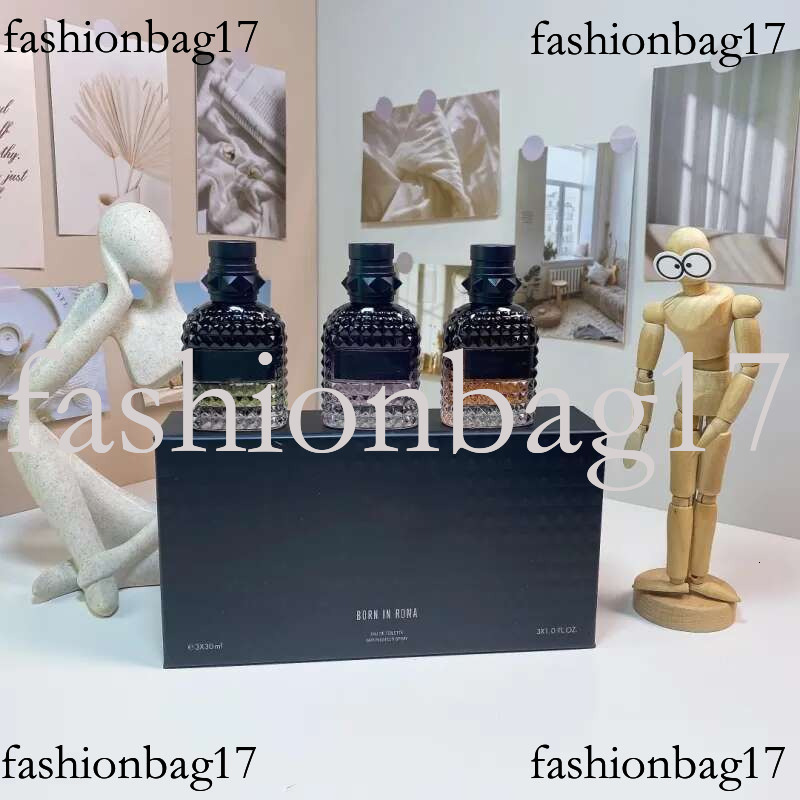 Fragrance born in roma coral sy intense donna woman rockstud noir the gold uomo man perfume set 30ml *3pieces kit lasting