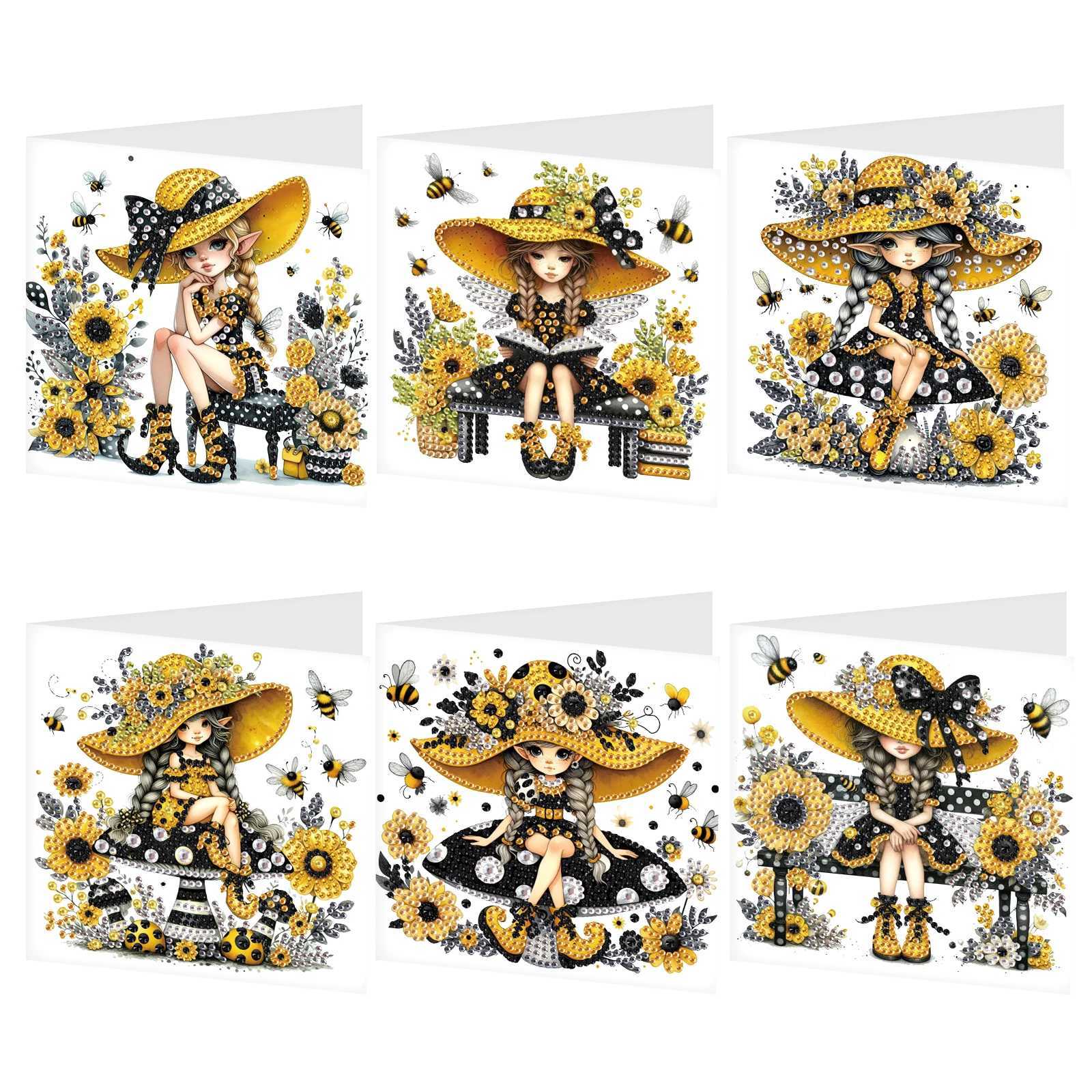6Pcs Diamond Art Painting Greeting Cards KitsDIY Yellow Theme Handmade Festival Greeting Diamond Art Birthday Creative Cards Gi G251119