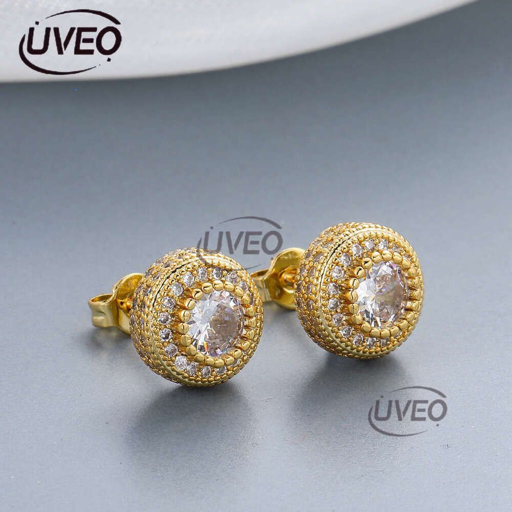 Luxury by tester round ice out VVS Moissanite rose gold hip hop earrings for men and women Free delivery