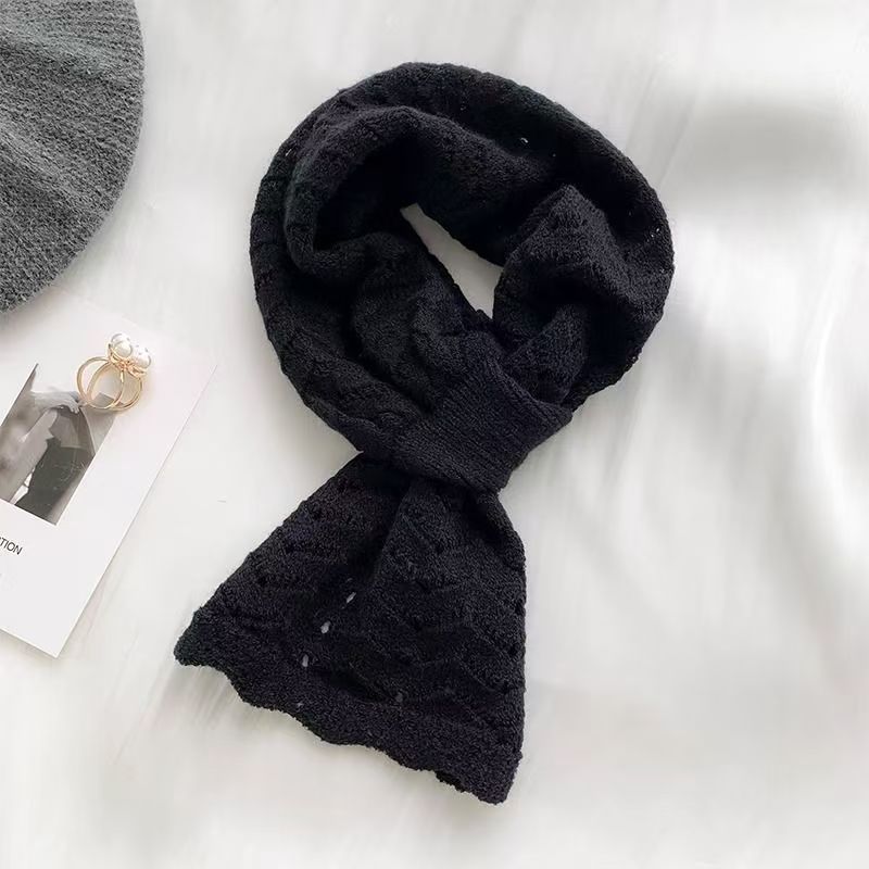 T509 Spring and Autumn Hollow Knitted Scarf Women's Interspersed Scarf Women's Winter Short Fake Collar Simple Cross Student Neck Cover Warm