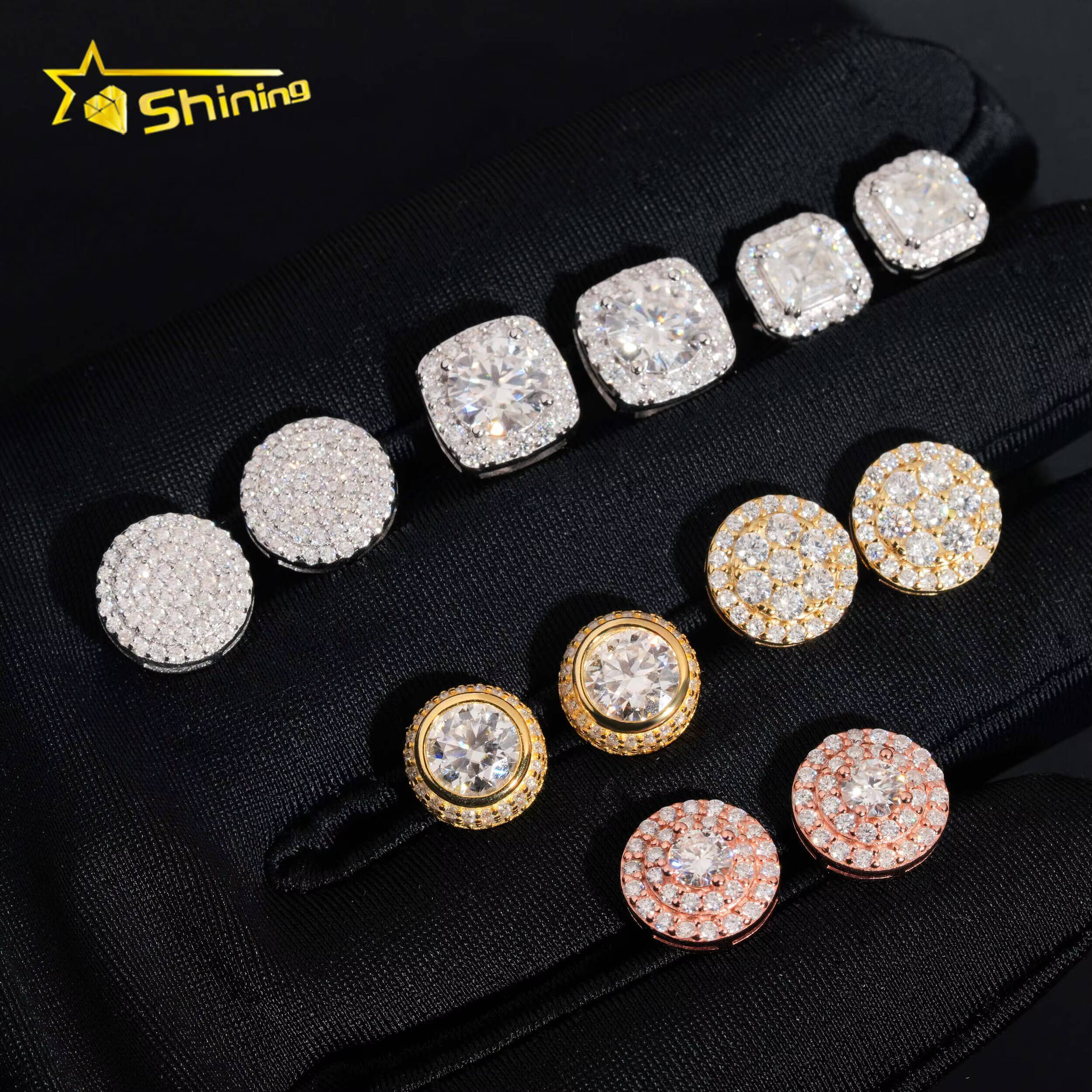 Factory Price High Quality 925 Sterling Silver VVS Moissanite Earrings Fine Jewelry Custom Stud Earrings for Women