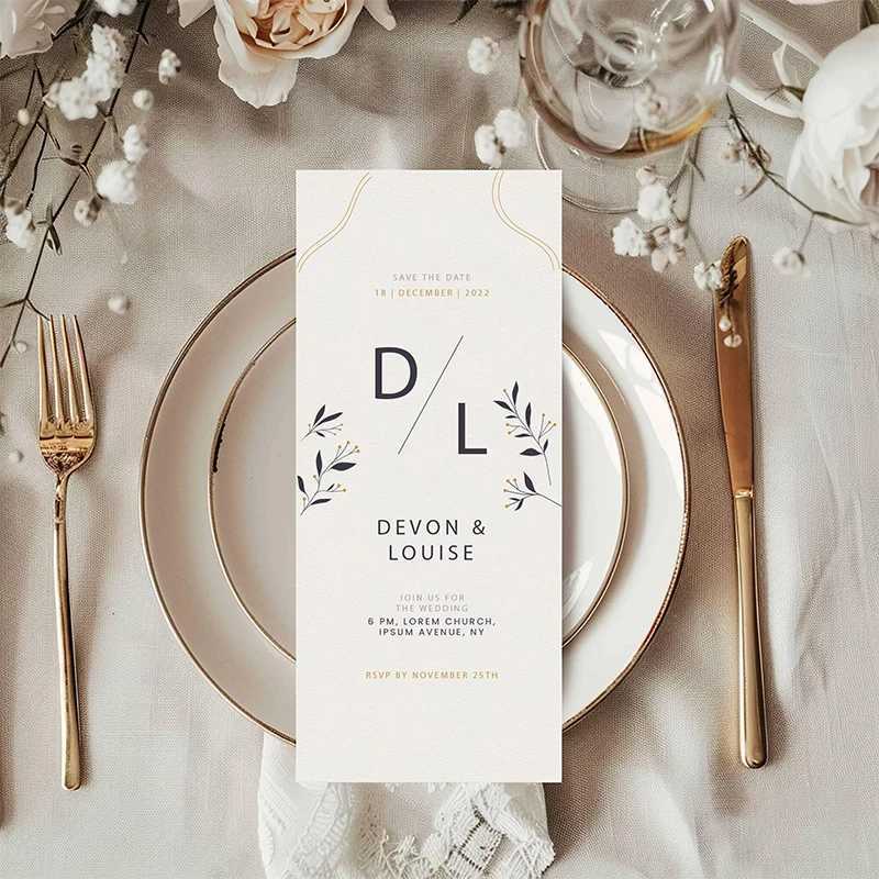 Personalized Thank You Card Wedding Invitation Table Card Couple Name Welcome Menu Minimalist Wedding Place Card Table Card G251119