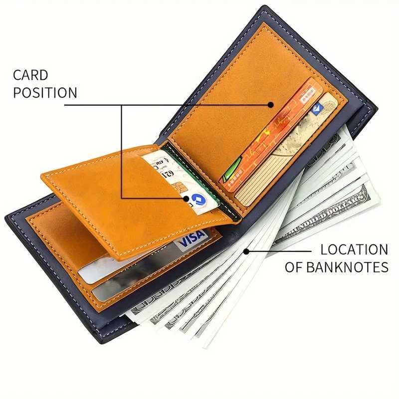 Mens Deer Embossed PU Leather Wallet Multi Card Slot Short trifold Removable Insert Wallet for StudentsT251119