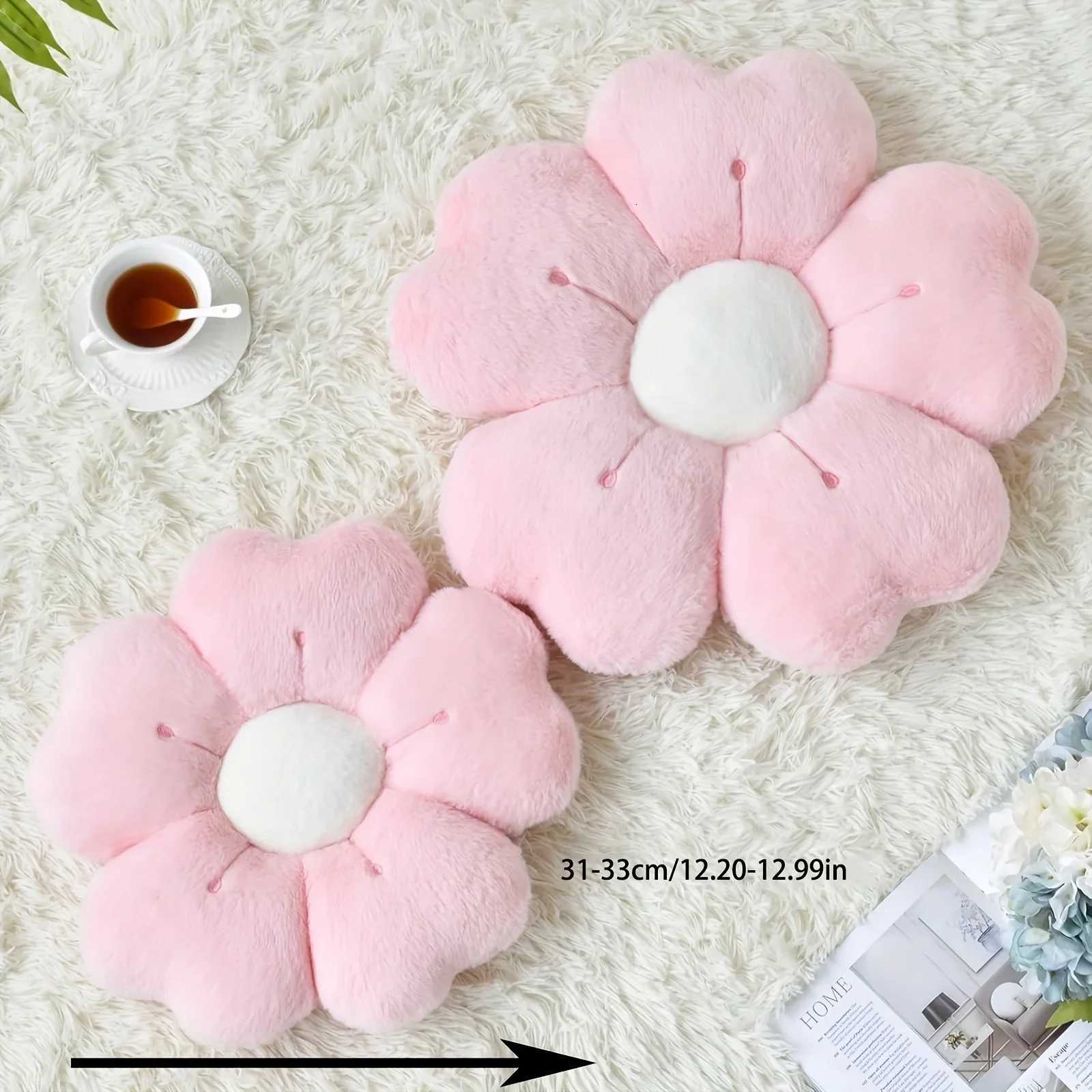 32cm Soft Plush Daisy Flower Throw - Cozy Decorative Cushion for Bed Sofa White/Pink Adorable Floral DesigM251119