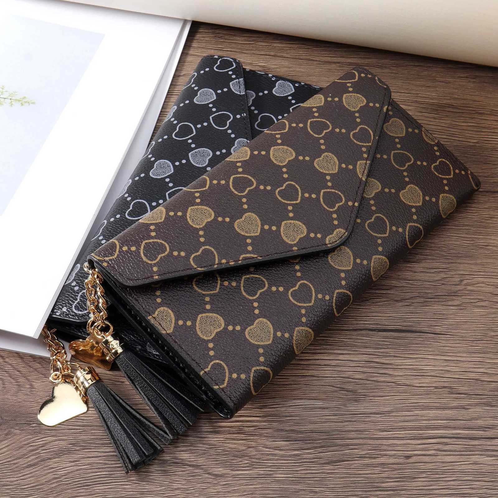 Tassel decorated long wallet elegant PU leather folding wallet for women with card slot and zipper pocketW251119