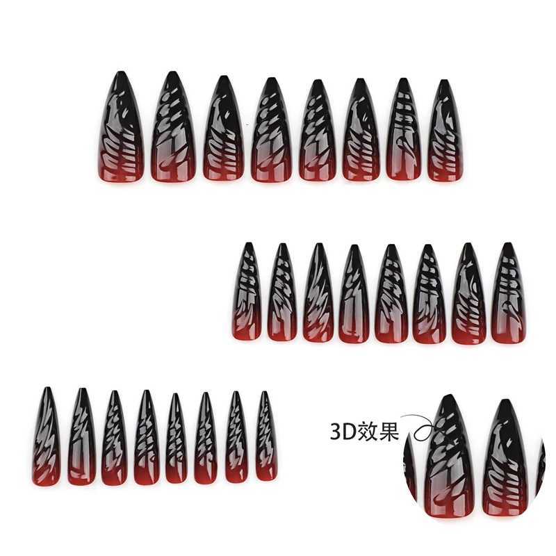 24Pc Halloween Spider Skull Blood Cool Spice Style False Nails Almond Head Detachable Finished Fake Nail Press on Nail with GlueT251118T251119