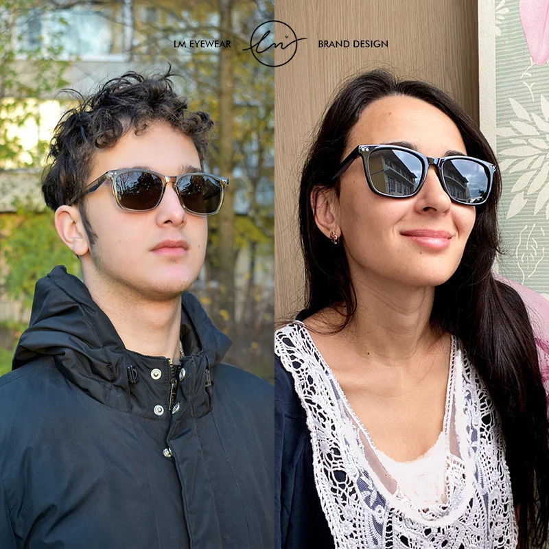 LM Mens Square Sunglasses Women Polarized Lens TR90 Material Leopard Frame Tea Lens Fishing Driving Sun Glasses UV400 250411