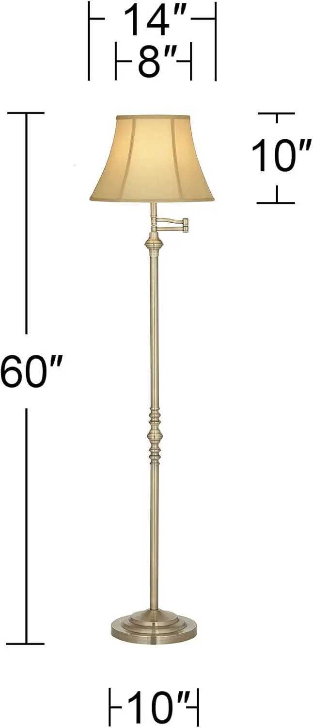 Regency Hill Montebello Traditional 60 Tall Standing Floor Lamps Set Of 2 Lights Swing Adjustable Gold Metal Antique M251119