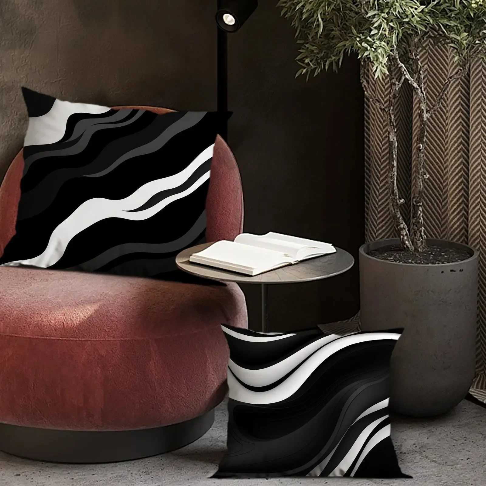 Black and white geometric case case ultra-soft polyester material living room sofa back car case decorationM251119