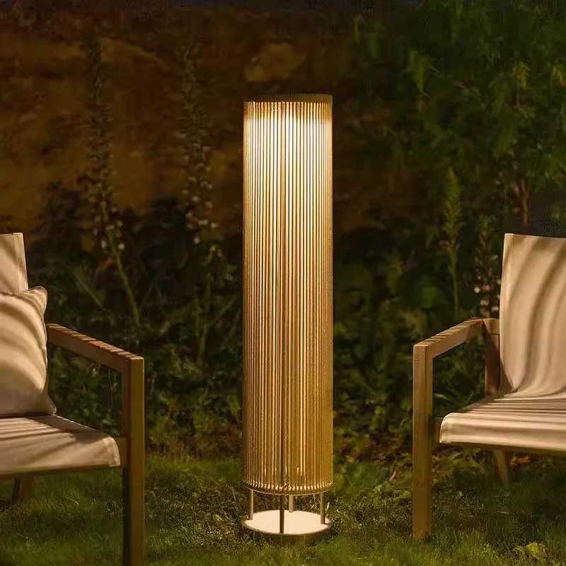 Outdoor waterproof lawn floor light Nordic rattan standing lamp Solar Villa courtyard garden balcony home decorative table lamps M251119