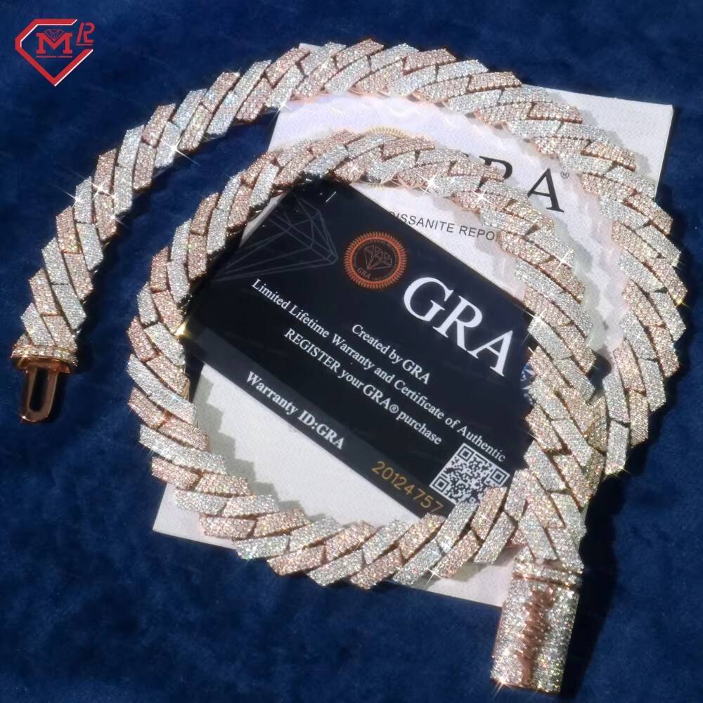 Hip Hop Two-Tone Cuban Chain Custom Name Clasp Big Guy 15mm Iced Out Men Moissanite Cuban Link Chain