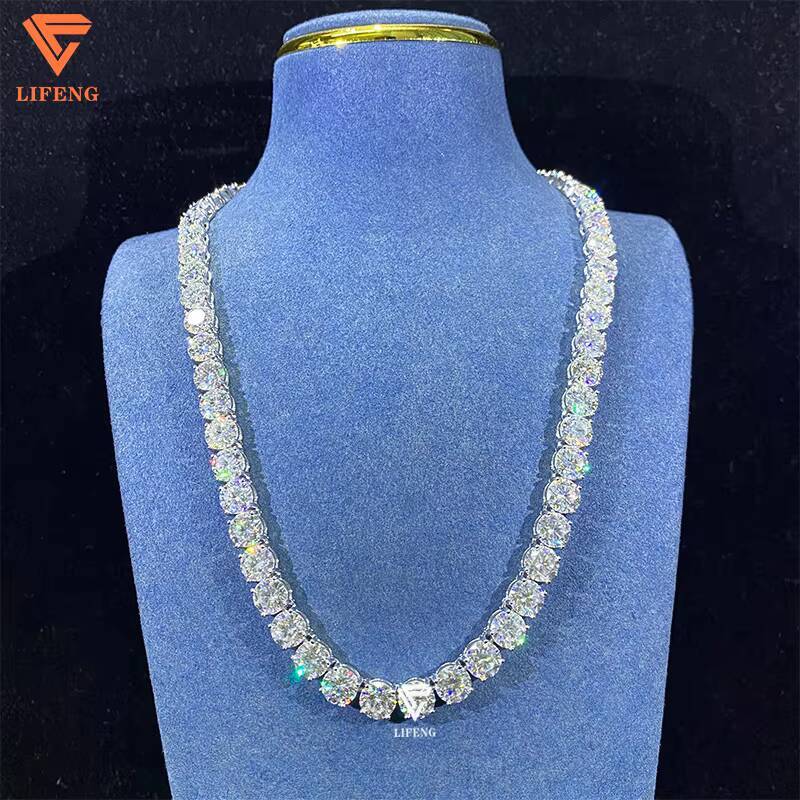 Hip Hop Tennis Chain Iced Out D Color White VVS 925 Sterling Silver 8MM Moissanite Diamond Tennis Chain Necklace Women Men