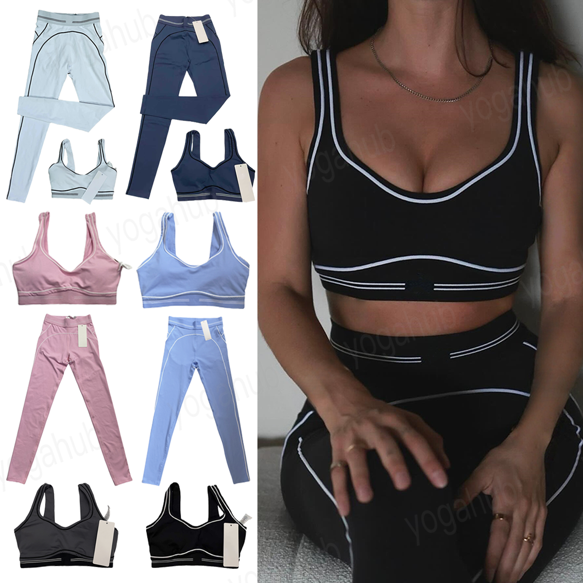 Women's Yoga Set Heart Throb Bra + Leggings Yogawomen Sets Gym Short Sports Outfit Pants Shaping Waist Fitness Jogging Sportswear alosetism Women clothes set
