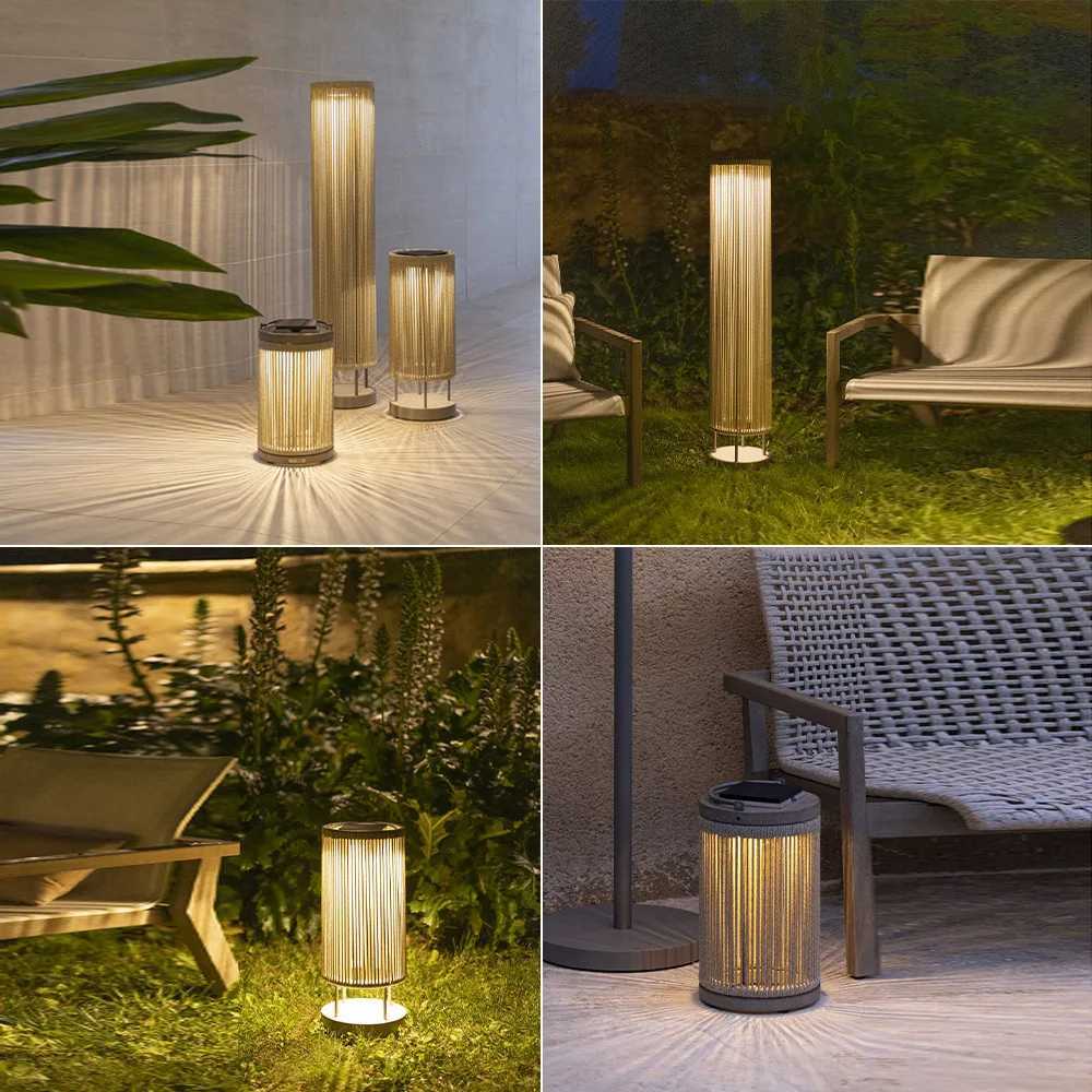 Outdoor waterproof lawn floor light Nordic rattan standing lamp Solar Villa courtyard garden balcony home decorative table lamps M251119