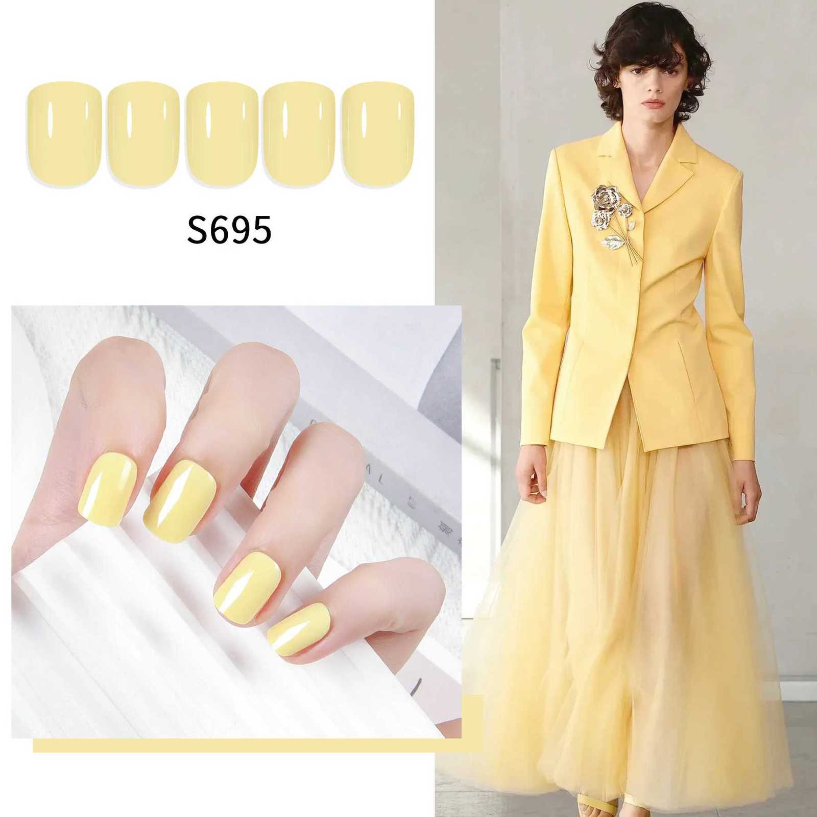Short Full Press on Nails 24 Pcs False Nails Set Stick on Nails High Quality Reusable Fake Nails Solid Color Design Nail ArtT251118T251119