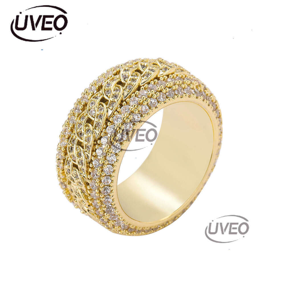 Luxury designer Rotatable Ring Men's and Women's Hip Hop Real Gold Plated Sterling Silver with Ice out VVS Moissanite rotatable Hip Hop Ring