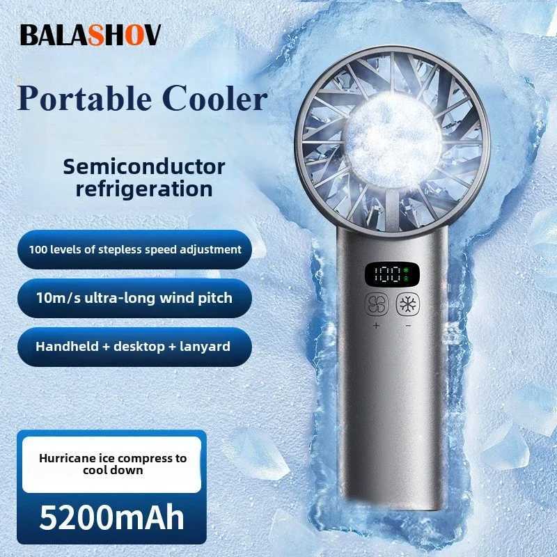 Ice Compression High Speed Cooling Fan Handheld Fan USB Charging Portable Mini Fan LED Digital Display Travel Camping Outdoor Z250419