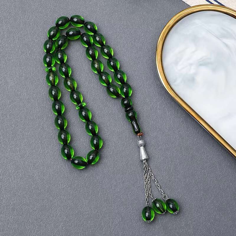 Trend Islamic Prayer Beads Crystal Rosary Necklace Chain Bracelets Muslim Tesbih Acrylic Religious Gift Unisex