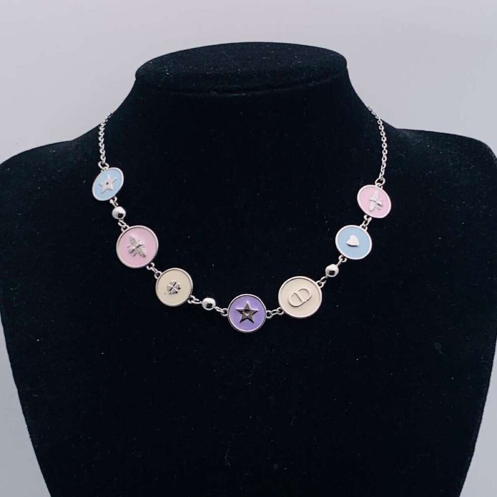 New Diamond-Encrusted Letter Necklace INS Style Small Fragrance Clover Vintage Tassel Collarbone Chain Xiaohongshu Fashion Light