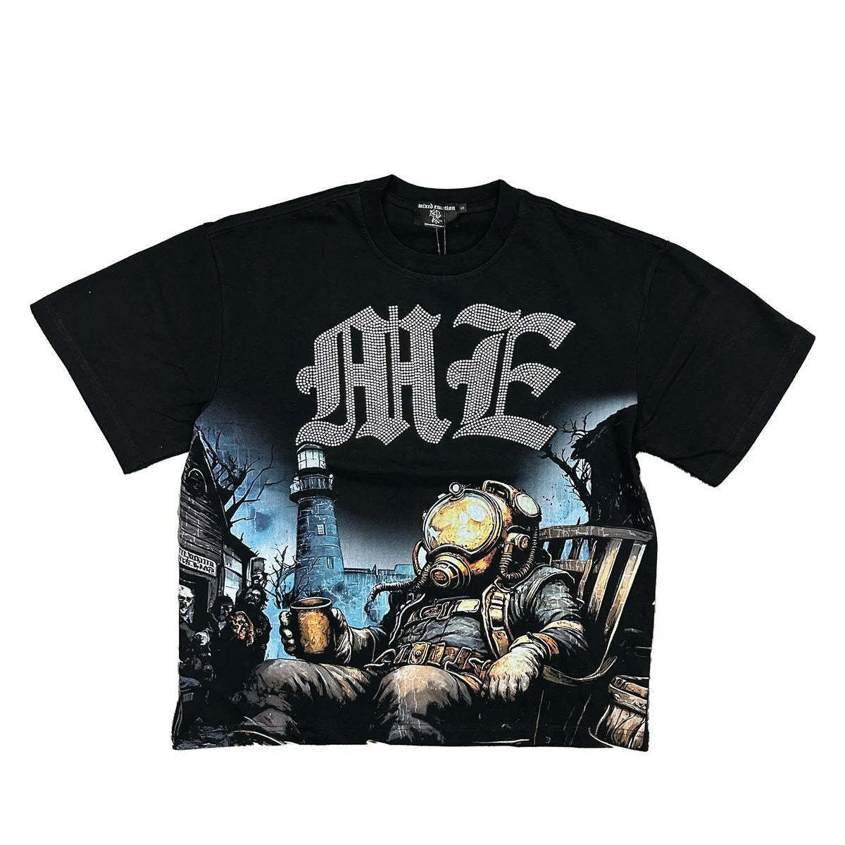 Men's shirt Rhinestone short sleeved men's and women's T-shirt street wear 100% pure cotton loose round neck top T-shirt oversized T-sh