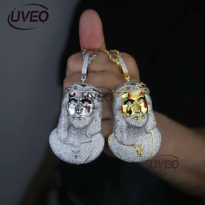 Jesus Christ Piece Head Face Pendant for Men Iced Out Bg Cz Paved Charm Necklace with Chain Hip Hop Jewelry