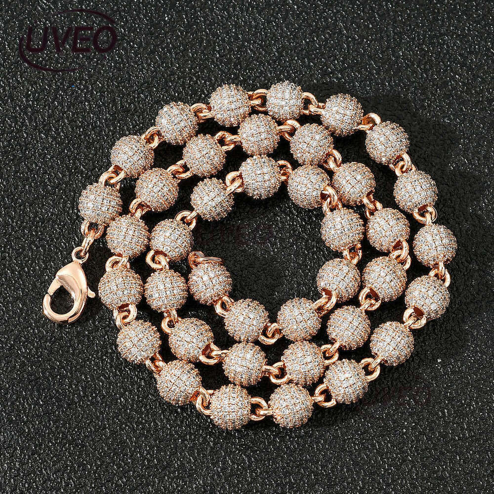 Luxury Hip Hop 8mm round bead neck collarbone chain full ice out VVS Moissanite Necklace bracelet for men and women Free delivery