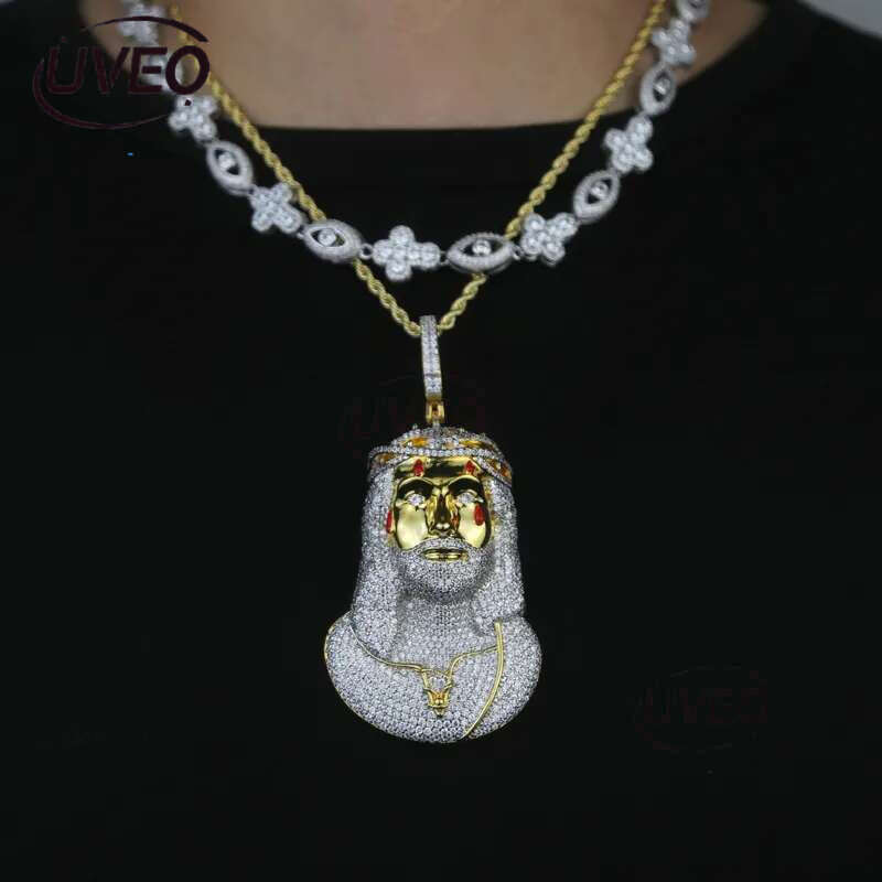 Jesus Christ Piece Head Face Pendant for Men Iced Out Bg Cz Paved Charm Necklace with Chain Hip Hop Jewelry