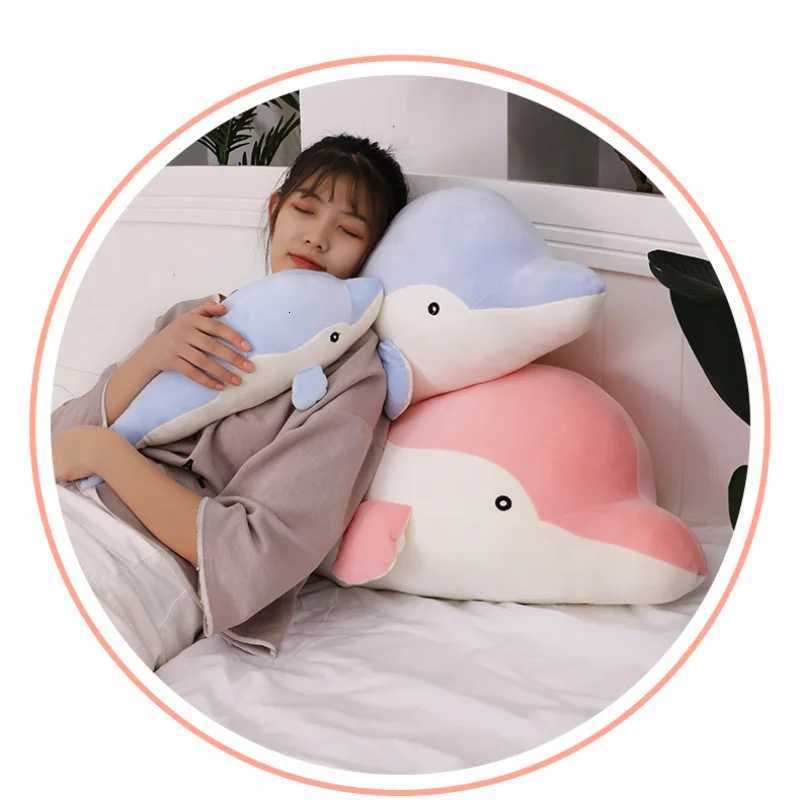50-110cm Cartoon Dolphin Plush for Office Rest Sleeping Cute Soft Animal Childrens Toys Boy Girl Birthday GiftsM251119
