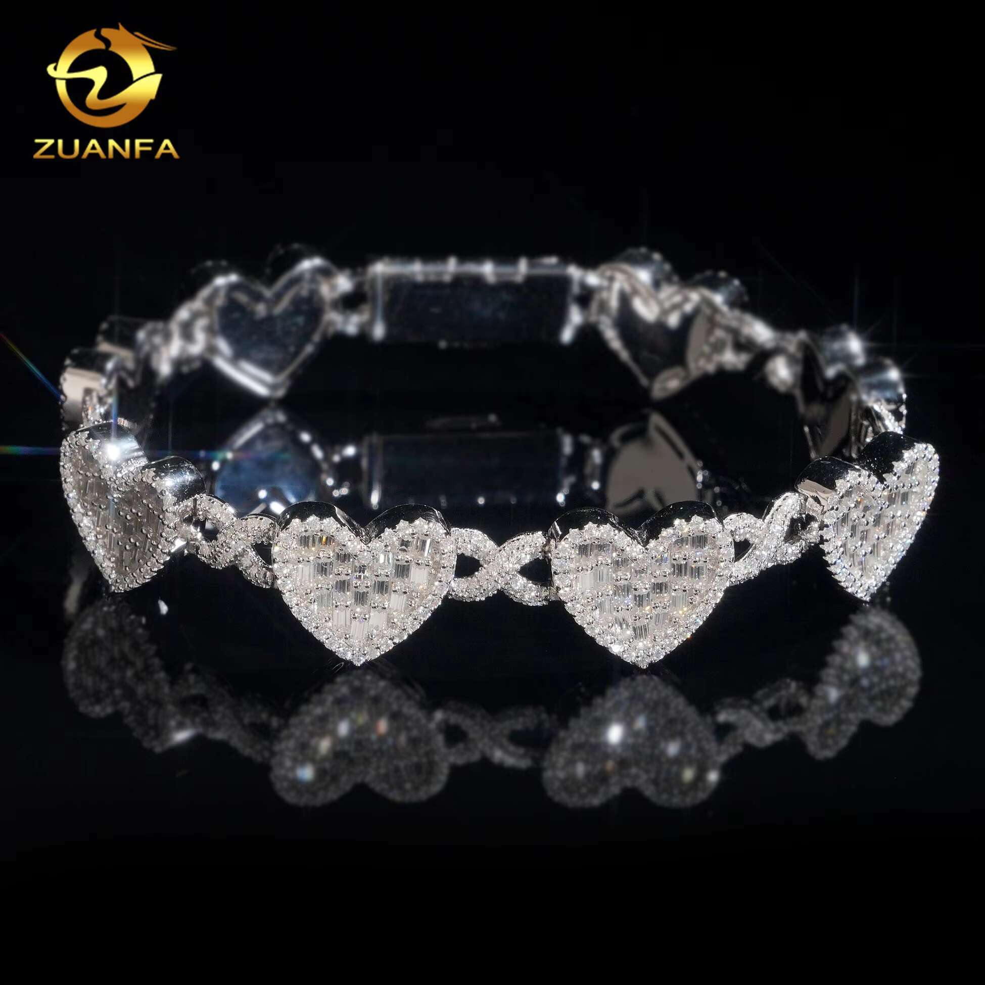 New Arrivals Sterling Silver 925 Fine Jewelry Iced Out Diamond VVS Moissanite Jewelry Cuban Link Chain Hip Hop Bracelet