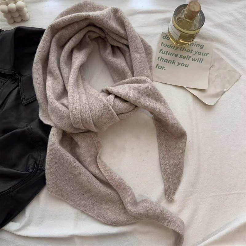 K448 Cross-border new cashmere feel triangle scarf shawl women's Korean version simple outer wear cloak warm scarf long neck