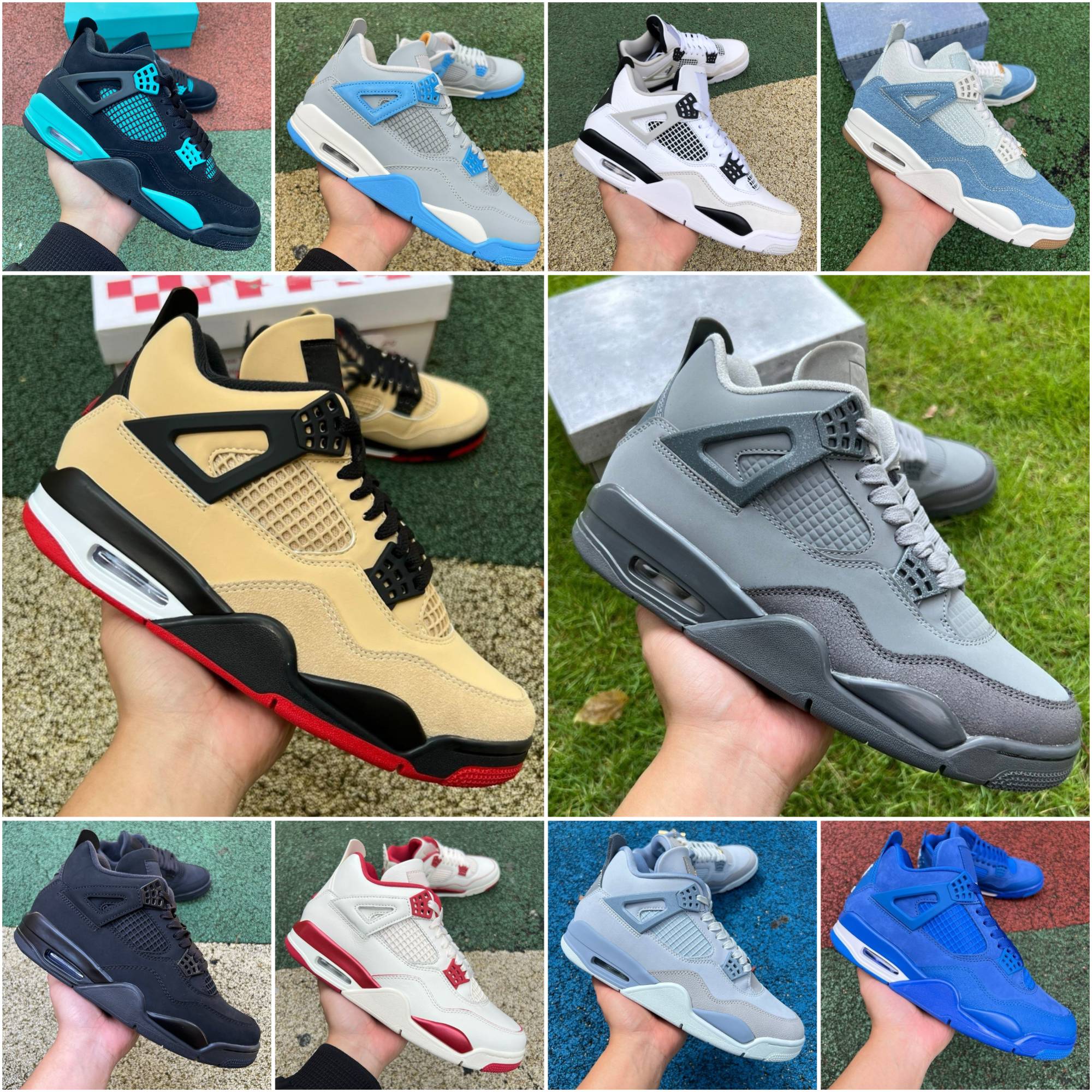 Designer 4 J4 Jump Mans Basketball Shoes 4s Black Cat Metallic White Cement Reima Gined Nigel Syest Blue Flu Game Union Pizza Forget Me Not Outdoor Mens Women Sneakers