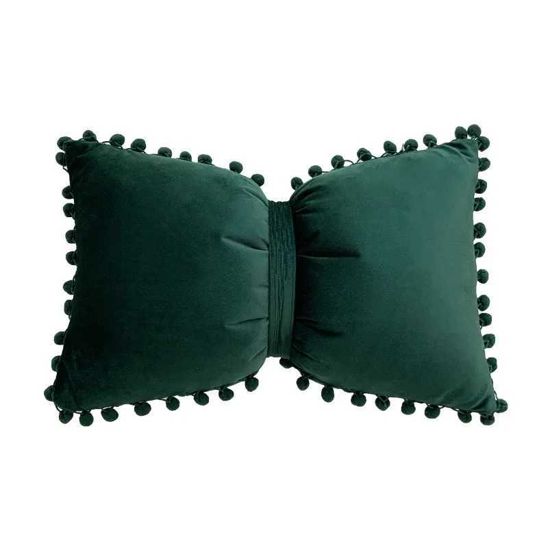 Velvet Bows Pompom Cushion Cover Decorative s Throw case Solid Colors Bow Cushions Cover Home Sofa Seat DecorM251119