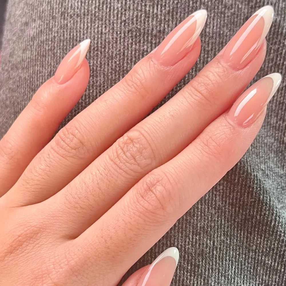 240/120pcs Pink French Almond Fake Nails Full Cover False Nail Tip for women French press on nails Wedding/daily reusableT251118T251119