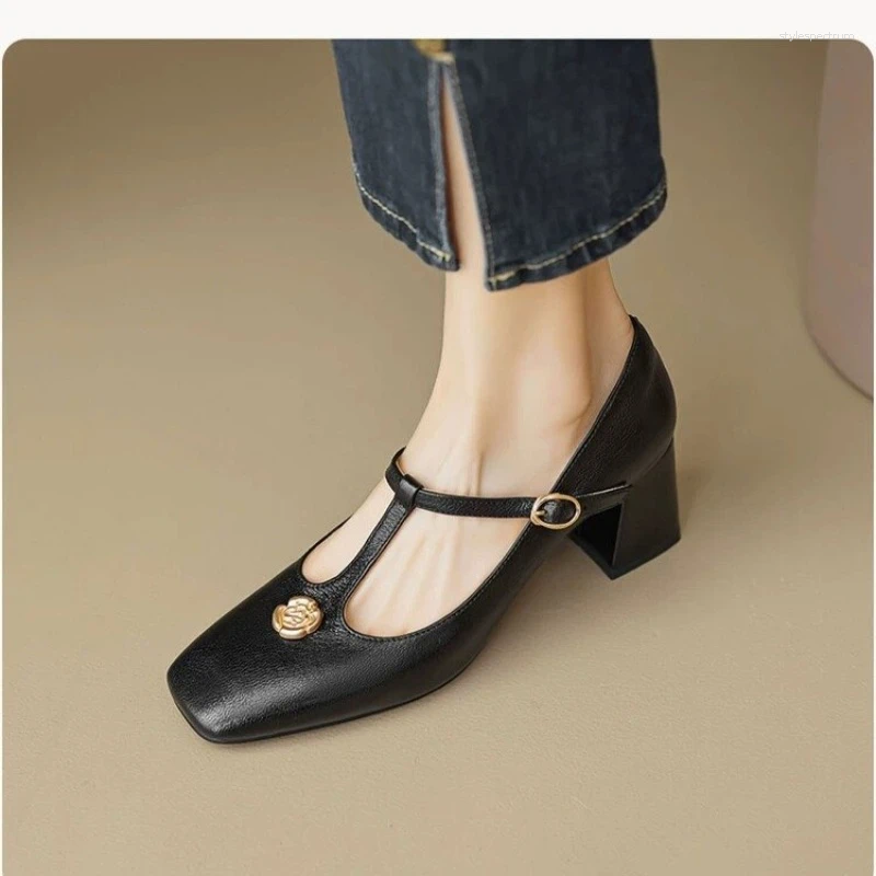 Casual Shoes Plus Size 35-42 Women's Sheepskin Slip-on Mary Jane Flats Square Toe High Quality Soft Comfortable Elegant Ladies Slim