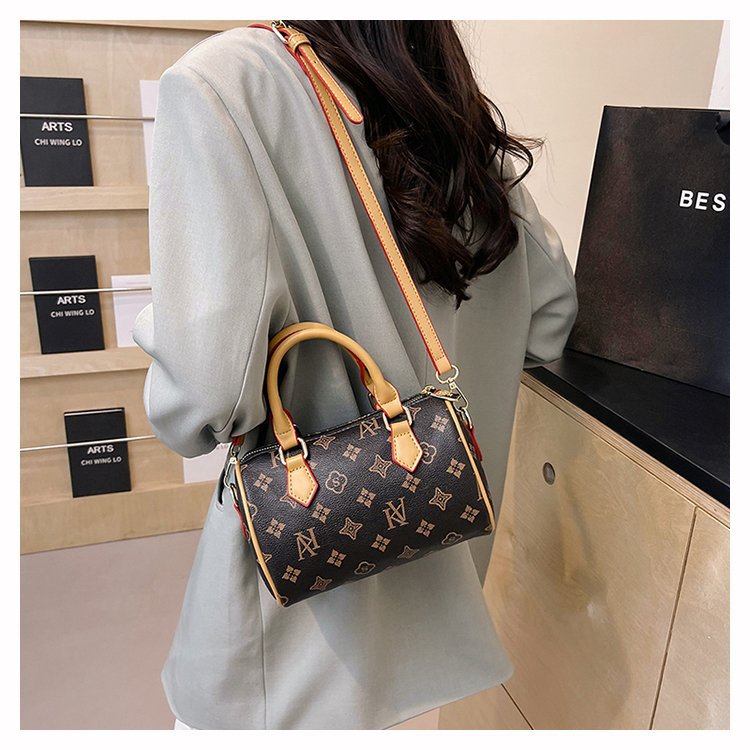 New printed Boston women's simple and atmospheric hand-held cylindrical versatile single shoulder crossbody bag